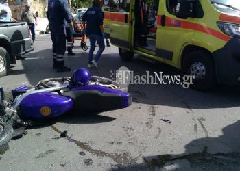 Τροχαίο ατύχημα στα Χανιά, στο νοσοκομείο οδηγός δικύκλου