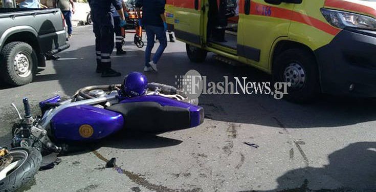 Τροχαίο ατύχημα στα Χανιά, στο νοσοκομείο οδηγός δικύκλου