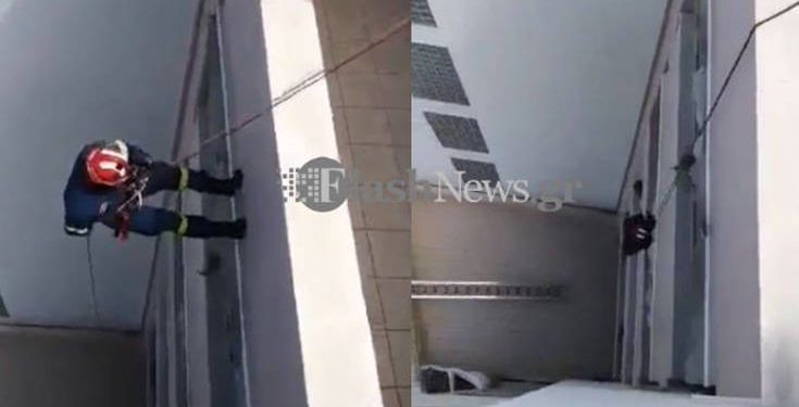 Η επιχείρηση απεγκλωβισμού τραυματισμένης γυναίκας σε διαμέρισμα