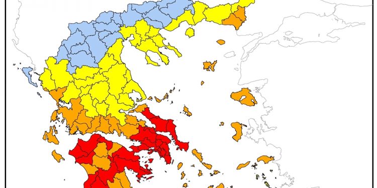 Σε κατάσταση συναγερμού η πρόβλεψη κινδύνου πυρκαγιάς για αύριο σε Αχαΐα και Ηλεία