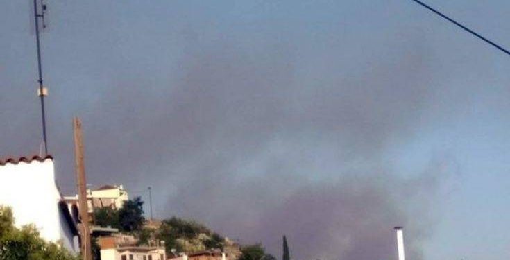 Πυκνός καπνός από πυρκαγιά «σκέπασε» την πόλη της Λαμίας