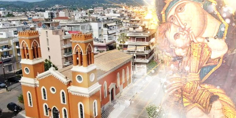 Η σεπτή εικόνα της Παναγιάς Γλυκοφιλούσας στον Ιερό Ναό Αγίας Κυριακής Πύργου