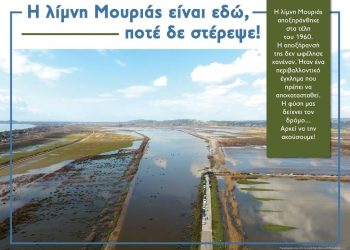 Φυσιολατρικός Σύλλογος φίλων Λίμνης Μουριάς και Αλφειού Ποταμού: Επιστολή προς τον Αντιπεριφερειάρχη Ηλείας για εκπόνηση περιβαλλοντικής μελέτης για την λίμνη Μουριάς