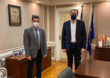 Συνάντηση Αντιπεριφερειάρχη Π.Ε Ηλείας Β. Γιαννόπουλου με  τον Υφυπουργό Οικονομικών Απ. Βεσυρόπουλο