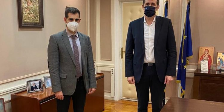 Συνάντηση Αντιπεριφερειάρχη Π.Ε Ηλείας Β. Γιαννόπουλου με τον Υφυπουργό Οικονομικών Απ. Βεσυρόπουλο