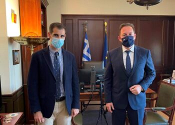 Συνάντηση Αντιπεριφερειάρχη Π.Ε Ηλείας, Β. Γιαννόπουλου με  τον Αναπληρωτή Υπουργό Εσωτερικών,  Στ. Πέτσα