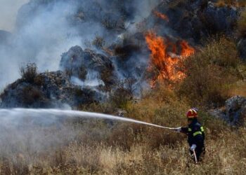 Μεγάλη Μάχη για να περιοριστεί η φωτιά στον Λάλα Αρχαίας Ολυμπίας