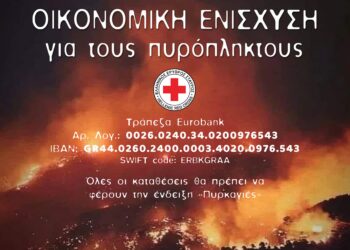ΕΛΛΗΝΙΚΟ ΕΡΥΘΡΟΣ ΣΤΑΥΡΟΣ: Άνοιγμα λογαριασμού και συγκέντρωση οικονομικής ενίσχυσης για τους πυρόπληκτους σε Πεντέλη, Ανθούσα, Γέρακα, Παλλήνη και Ντράφι
