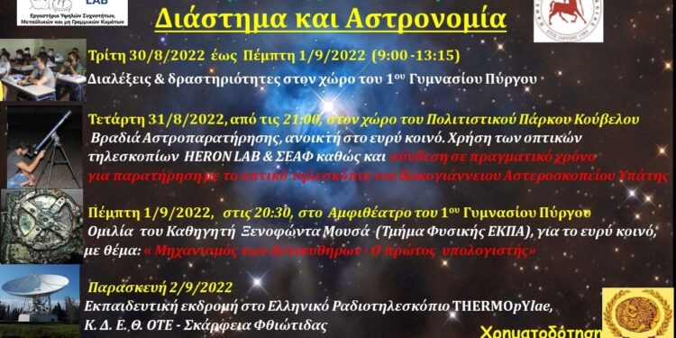 ΔΗΜΟΣ ΠΥΡΓΟΥ:  “Διάστημα και Αστρονομία” από το 2ο θερινό σχολείο «ΗΡΩΝ»