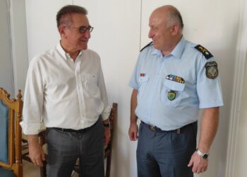 Τον Αστυνομικό Διευθυντή Ηλείας Ταξίαρχο Μιχάλη Οικονομόπουλο υποδέχτηκε ο Δήμαρχος Ζαχάρως Κώστας Αλεξανδρόπουλος