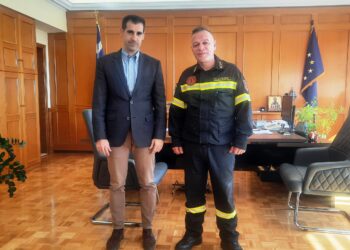 Συνάντηση Αντιπεριφερειάρχη Π.Ε. Ηλείας Β. Γιαννόπουλου με τον Διοικητή Πυροσβεστικών Υπηρεσιών Ηλείας Β. Σολδάτο