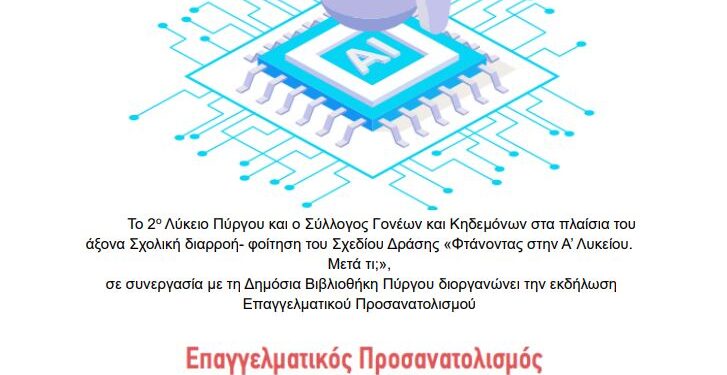 ΔΗΜΟΣΙΑ ΚΕΝΤΡΙΚΗ ΒΙΒΛΙΟΘΗΚΗ ΠΥΡΓΟΥ: “Επαγγελματικός προσανατολισμός την εποχή της Τεχνητής Νοημοσύνης”