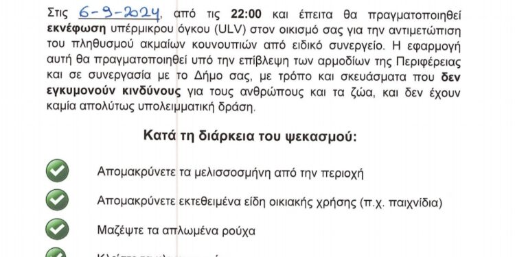 Στόχος η καταπολέμηση του ιού του Δυτικού Νείλου