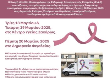ΔΗΜΟΣ ΖΑΧΑΡΩΣ: Δωρεάν Μαστογραφικός Έλεγχος και Τεστ ΠΑΠ