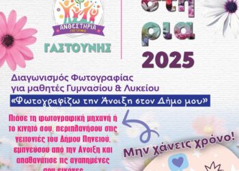 ΔΗΜΟΣ ΠΗΝΕΙΟΥ: Διαγωνισμός Φωτογραφίας Ανθεστηρίων Γαστούνης 2025: “Φωτογραφίζω την Άνοιξη στο Δήμο μου”