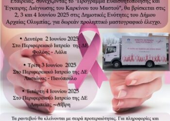 ΔΗΜΟΣ ΑΡΧΑΙΑΣ ΟΛΥΜΠΙΑΣ: Δωρεάν μαστογραφικός έλεγχος