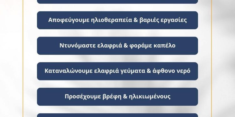 ΠΕΡΙΦΕΡΕΙΑ ΔΥΤΙΚΗΣ ΕΛΛΑΔΑΣ: Πολύ υψηλές θερμοκρασίες προβλέπονται από την Κυριακή 6/7 έως και την Τετάρτη 9/7