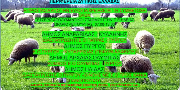 Έναρξη λειτουργίας σταθμών απολύμανσης για την ευλογιά των αιγοπροβάτων
