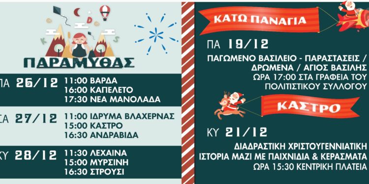 ΔΗΜΟΣ ΑΝΔΡΑΒΙΔΑΣ – ΚΥΛΛΗΝΗΣ: Ανακοινώθηκε το Χριστουγεννιάτικο πρόγραμμα!