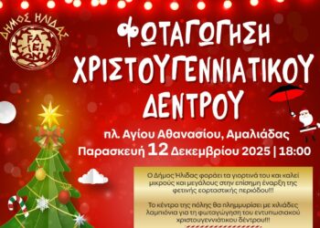 ΔΗΜΟΣ ΗΛΙΔΑΣ: Επίσημη έναρξη των Χριστουγέννων με την φωταγώγηση του δέντρου